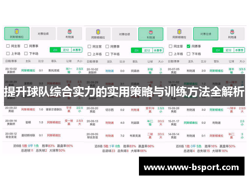 提升球队综合实力的实用策略与训练方法全解析